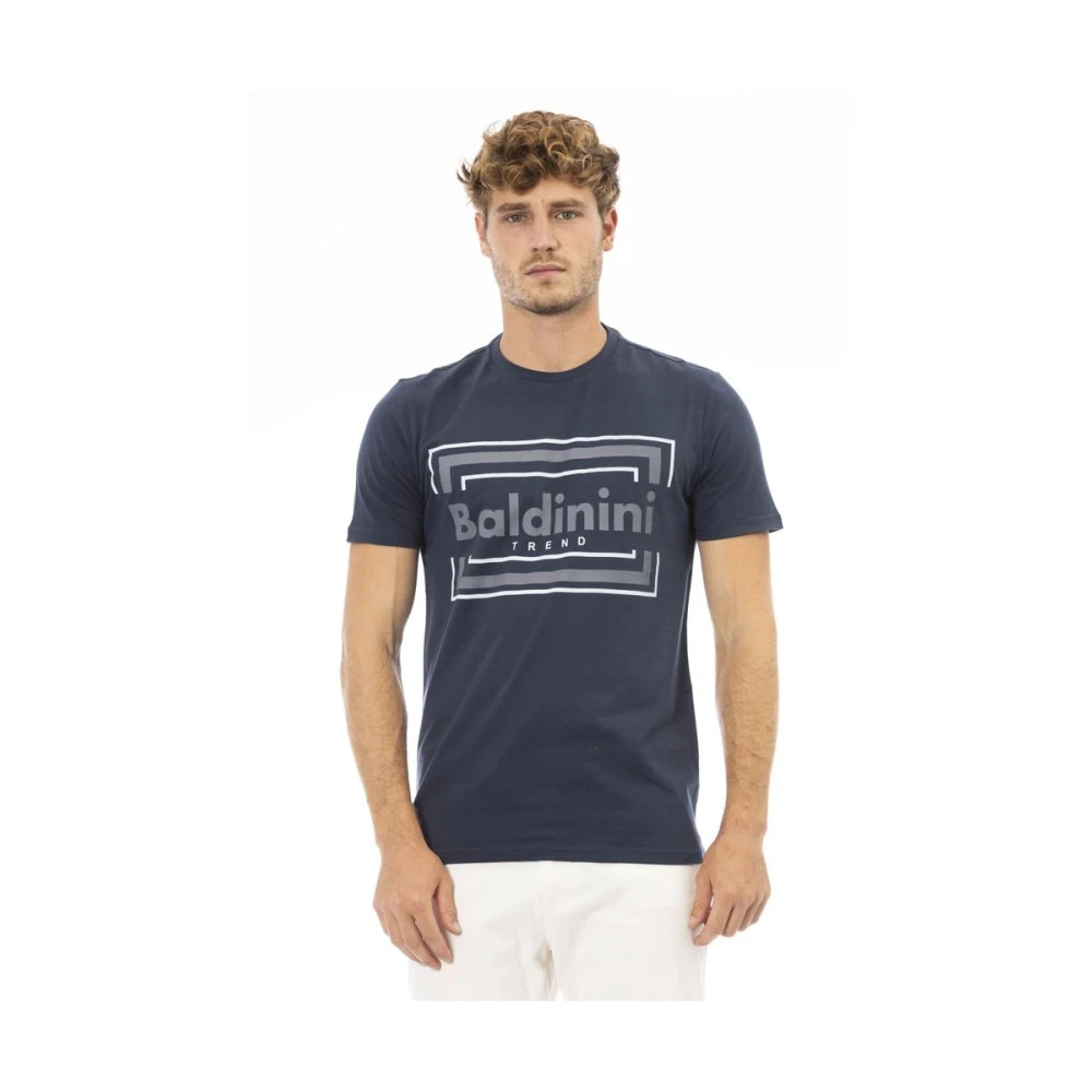Baldinini Blauw Katoenen T-Shirt met Korte Mouwen Blue Heren