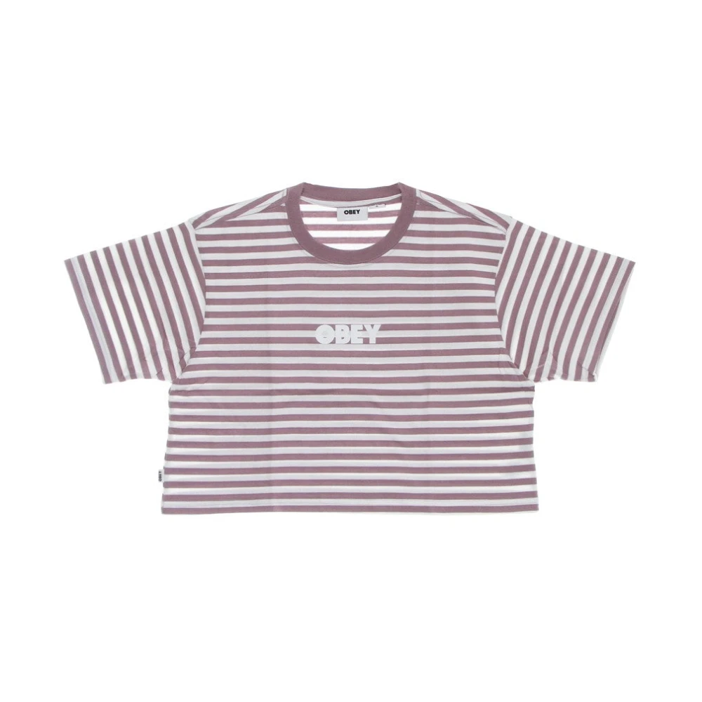 Obey Gestreepte Cropped Tee Lila Krijt Multicolor Dames