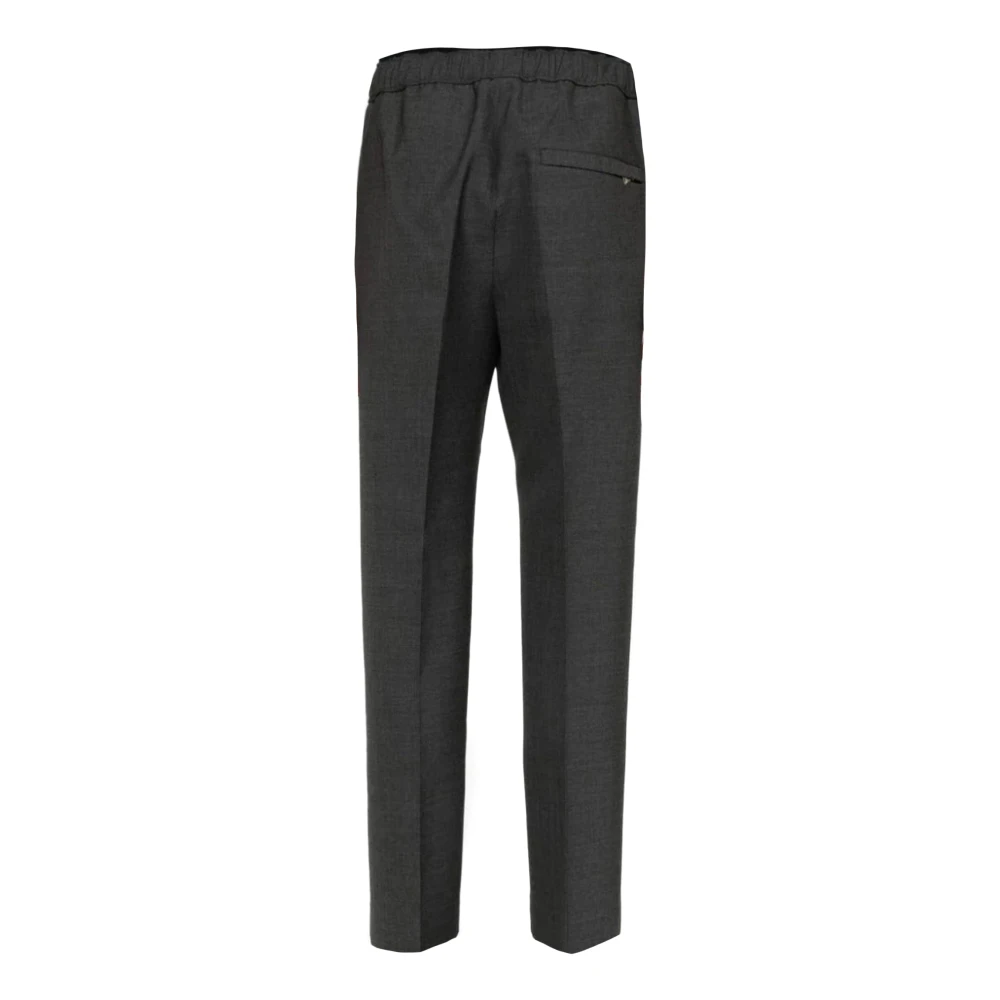 Lanvin Wollen Mélange Broek met Elastische Tailleband Black Heren