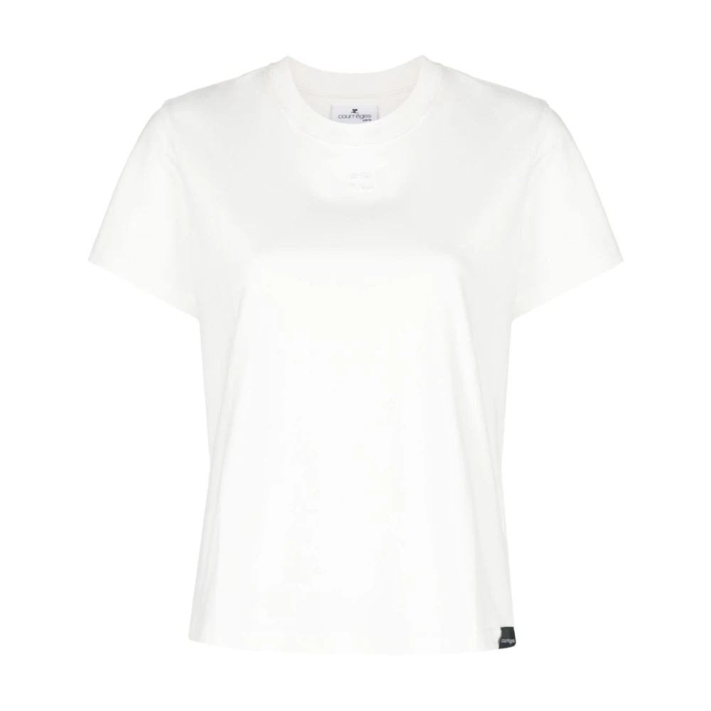Courrèges Witte Logo T-shirts en Polos White Dames