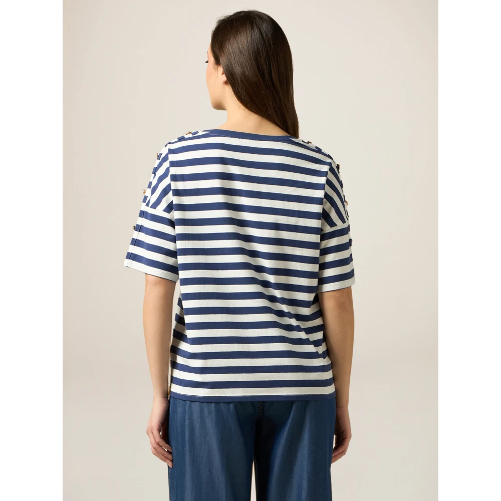 Oltre Gestreept katoenmix T-shirt Multicolor Dames