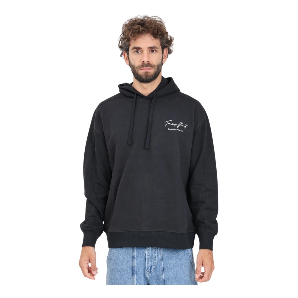 Tommy Jeans Zwarte hoodie met logoprint Black Heren