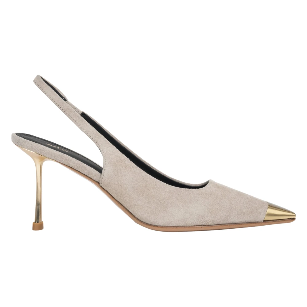 Estro Beige Pumps, Female, 6 Uk, Velour Slingback Stilettos
