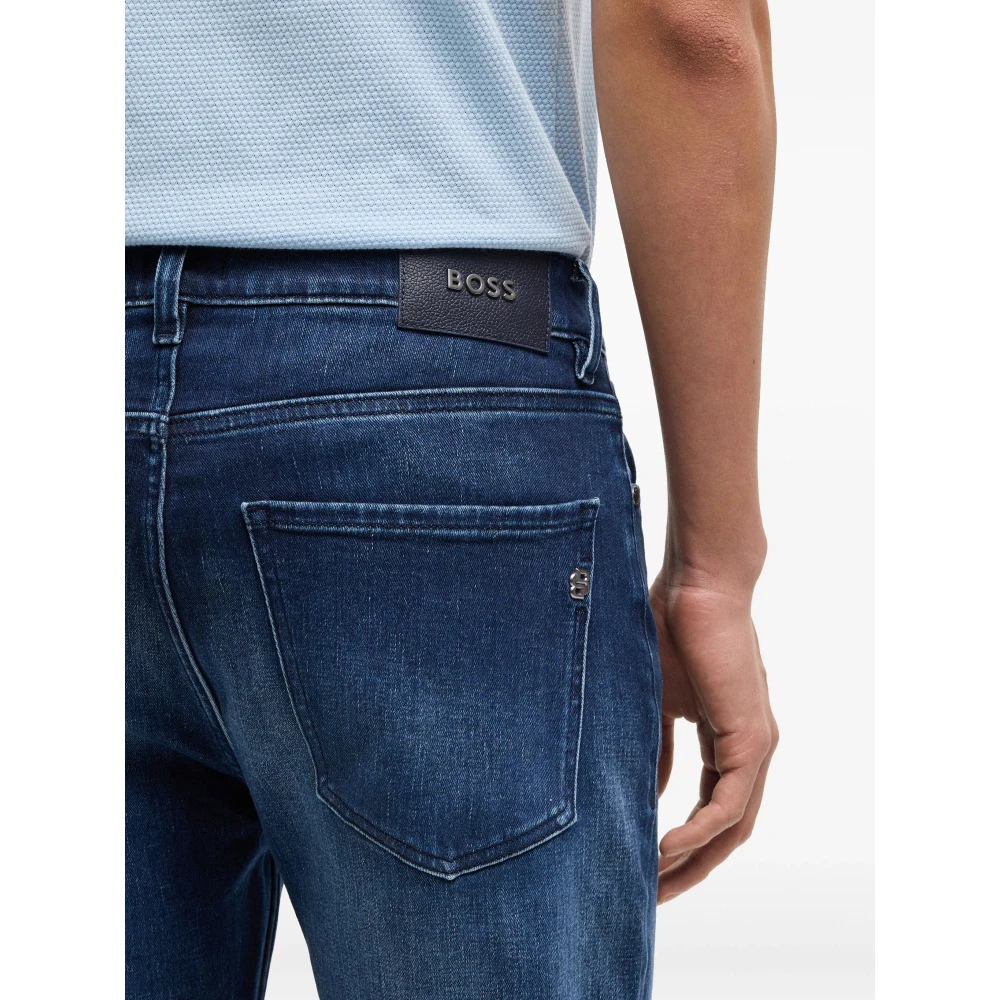Hugo Boss Stretch slim fit jeans met logo Blue Heren