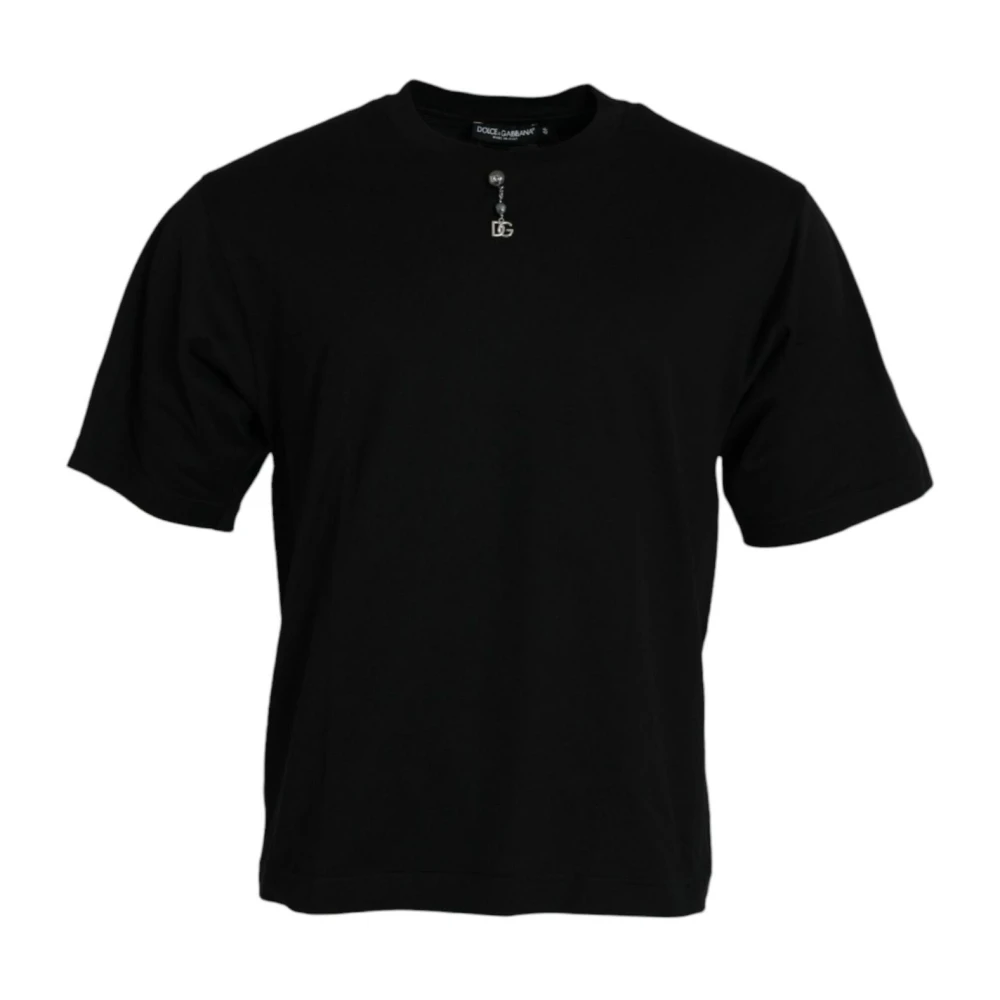 Dolce & Gabbana Men's Black Embellished Crew Neck T-Shirt
