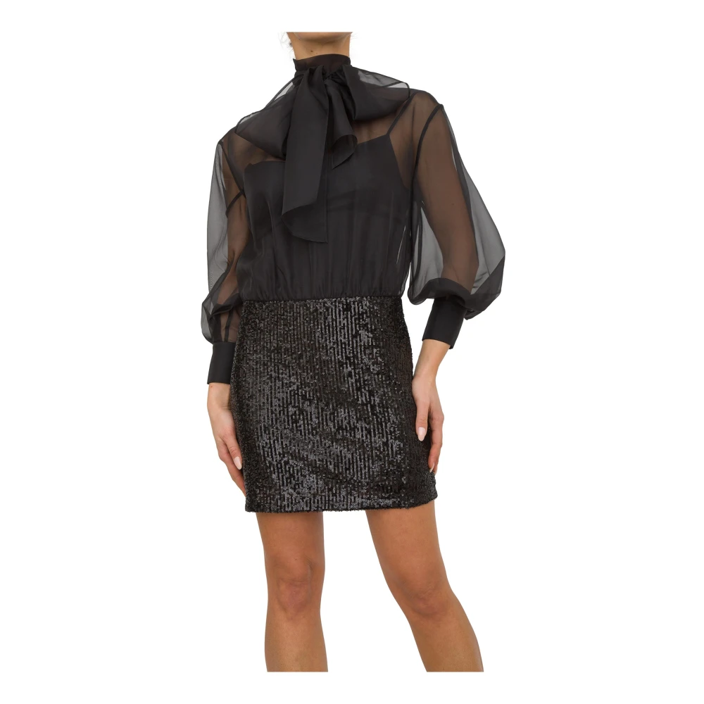 Nenette Organza Paillet Top Jurk in Zwart Black Dames