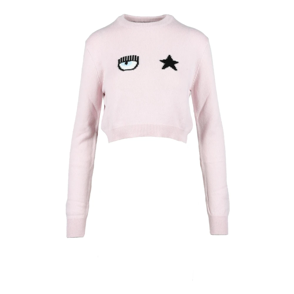 Chiara Ferragni Collection Rosa Kortstickad Tröja