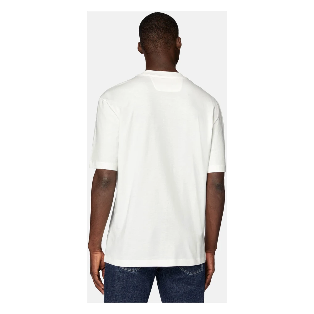 Boggi Milano Katoenen Jersey T-shirt White Heren