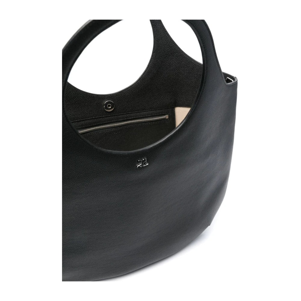 Courrèges Zwarte Leren Tote Tas Black Dames