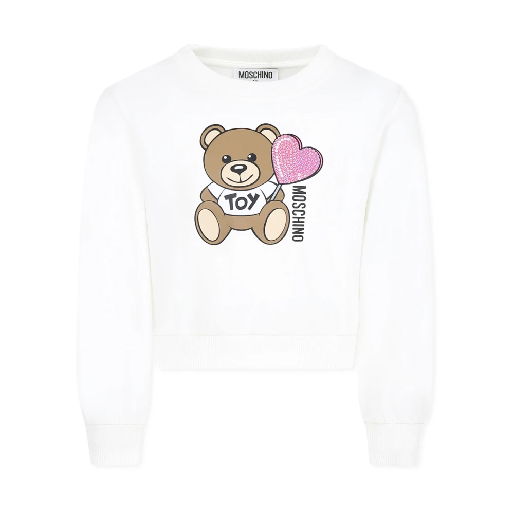 Moschino Girls Beige Teddy Bear Logo Ivory Sweatshirt - Kids Sweatshirts - 10 Y - Kids