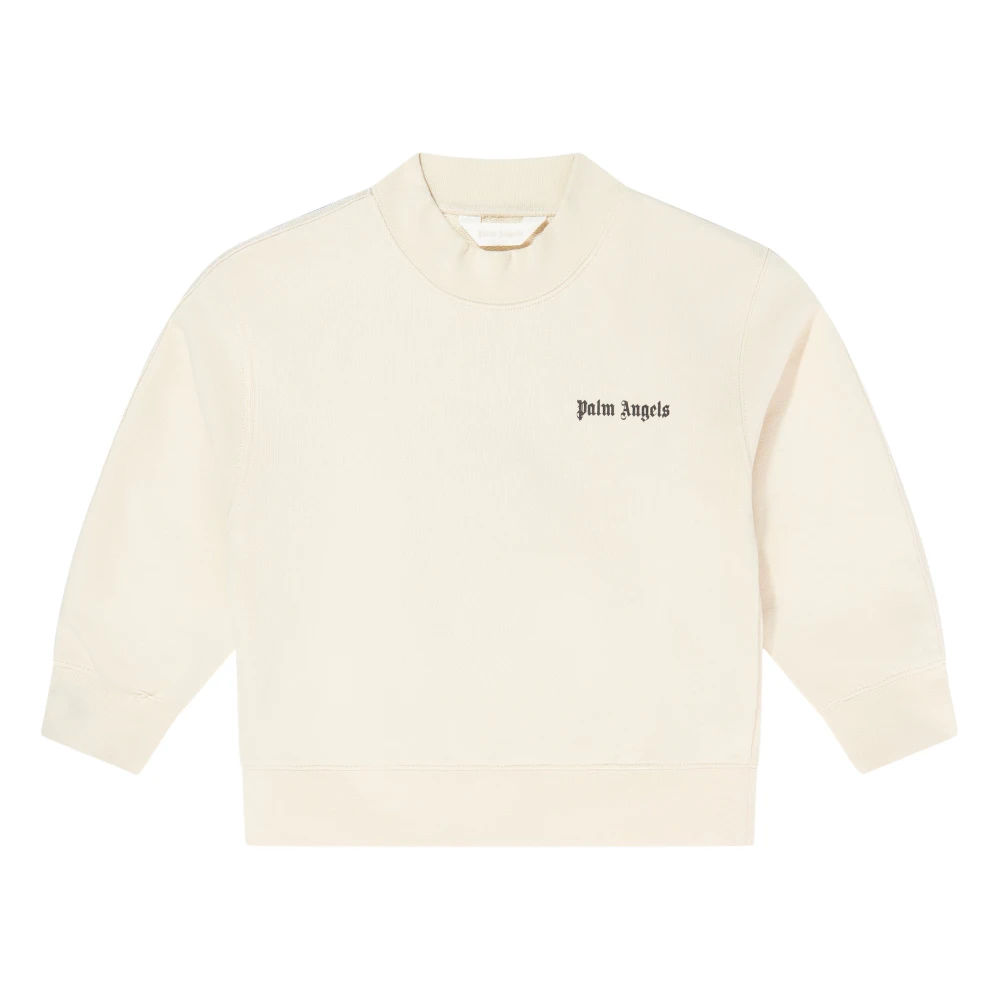 Palm Angels , Kids Sweatshirts, Male, Beige, 12 Y, Minitrack Regular Sweatshirt