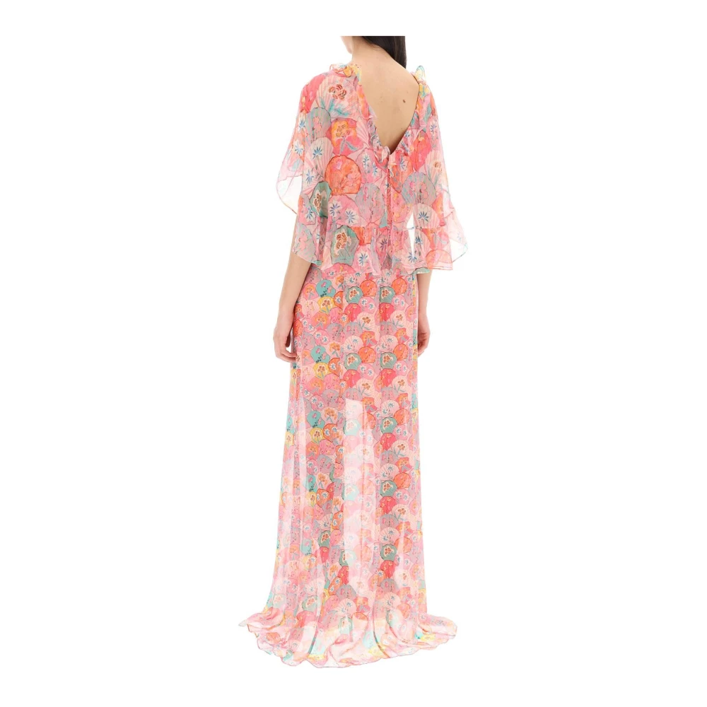 Saloni Natalia Zijden Georgette Maxi Jurk Multicolor Dames