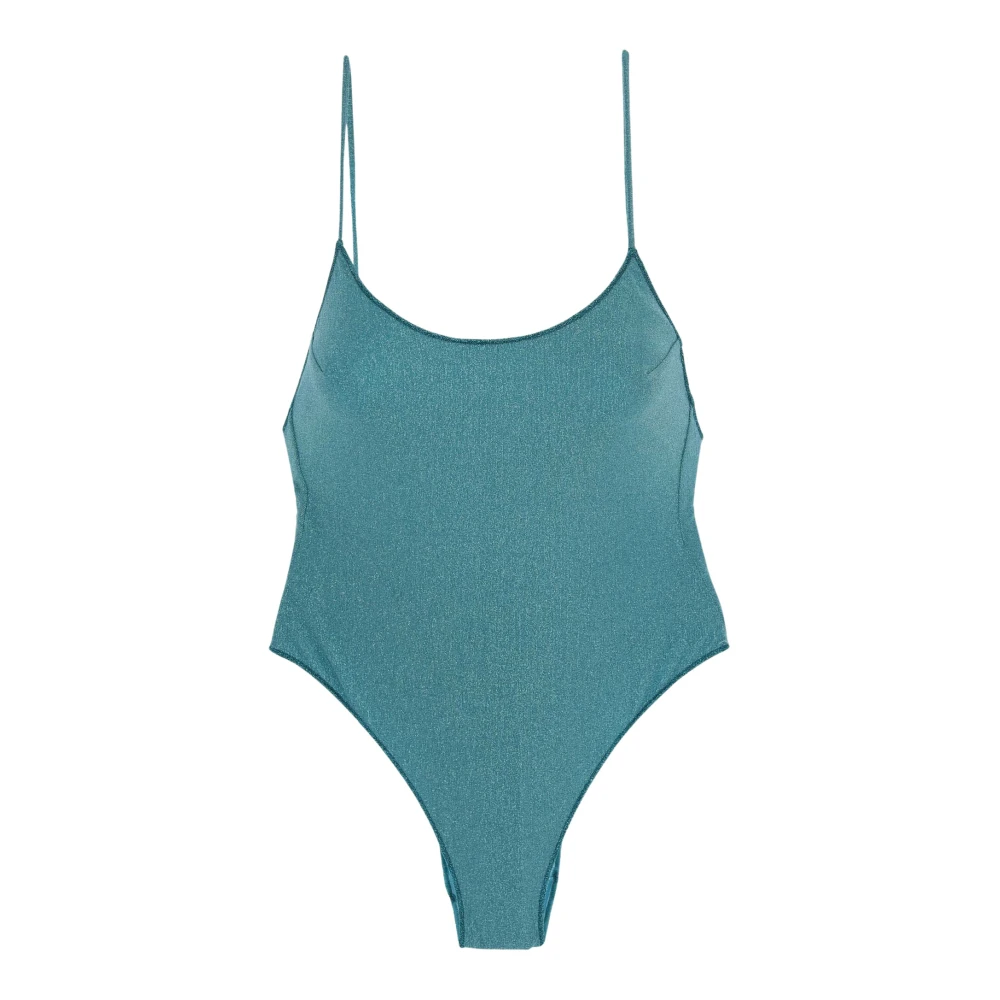 MC2 Saint Barth Lurex Thread One-Piece Swimsuit Blue Dames