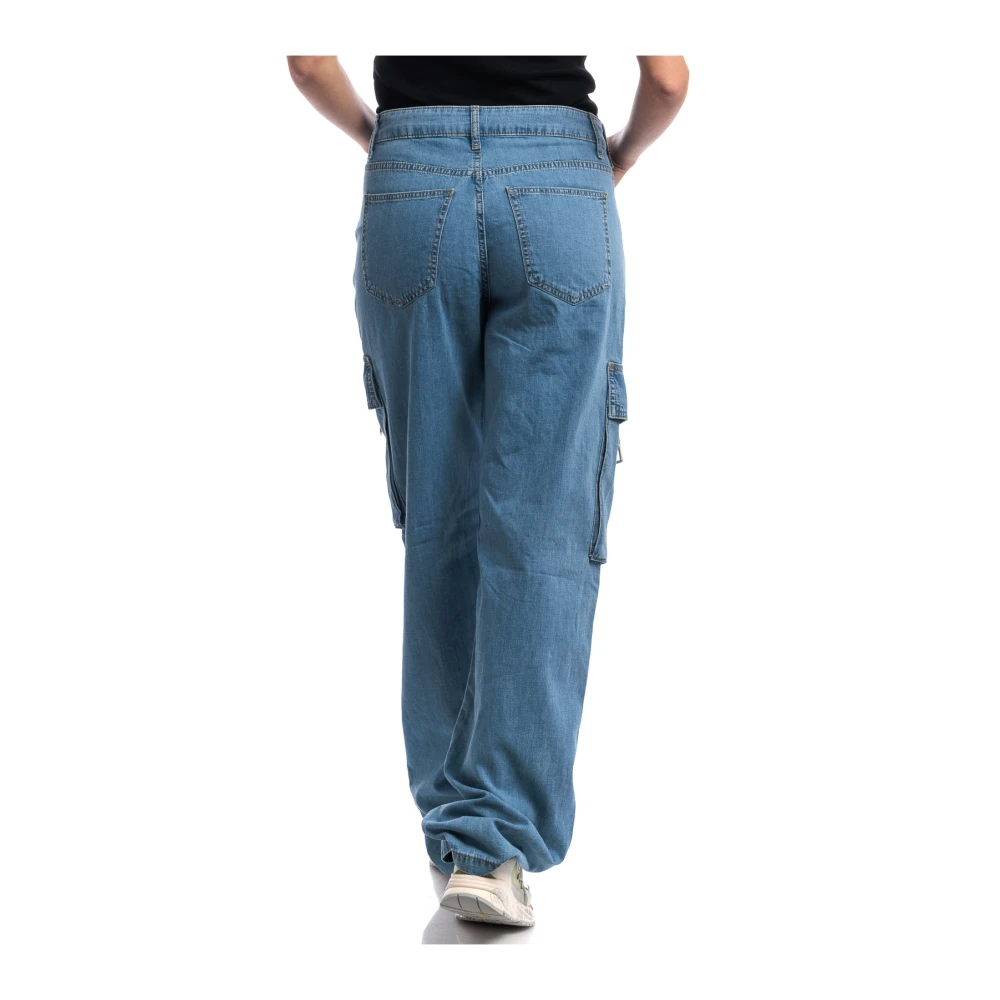 Liu Jo Cargo Zakken Hoge Taille Jeans Blue Dames