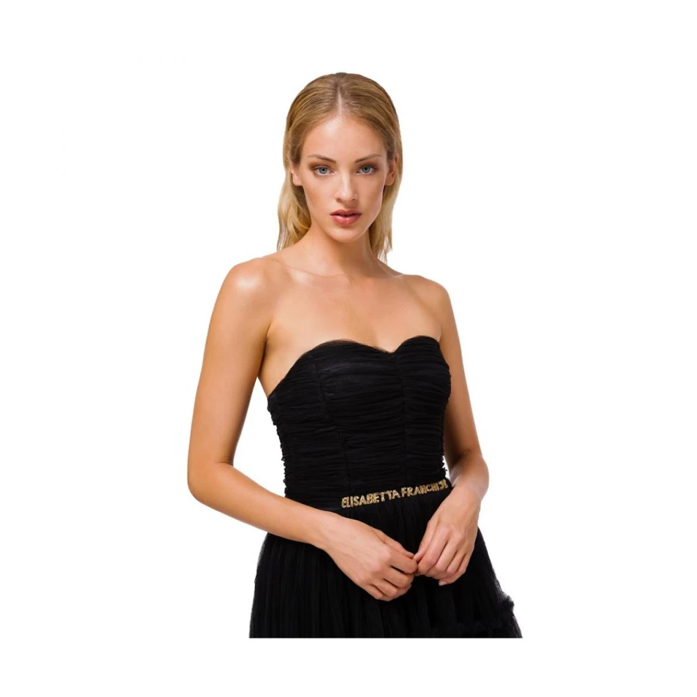 Elisabetta Franchi Elegante Avondjurk Zwart Lange Jurk Black Dames
