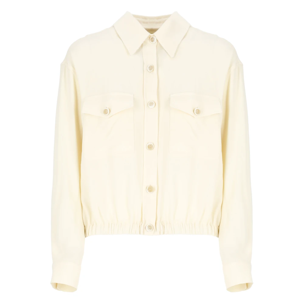 Fabiana Filippi Ivoor Viscose Jas met Helder Details Beige Dames