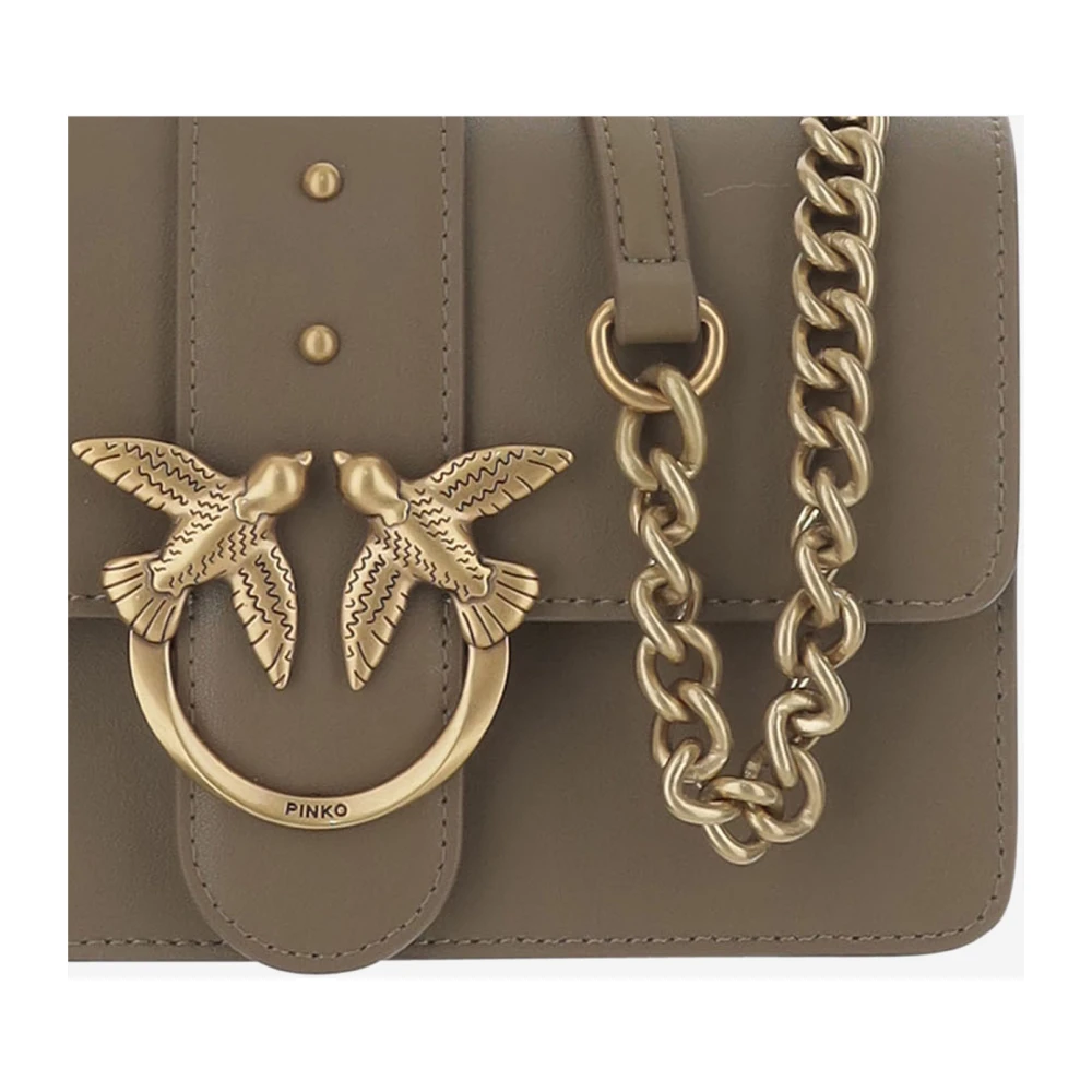 pinko Love Birds Leren Schoudertas Brown Dames