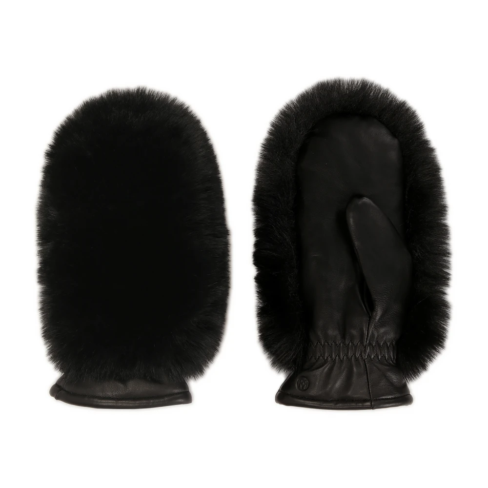 Kazar Leren handschoenen met synthetische bont en één vinger Black Dames