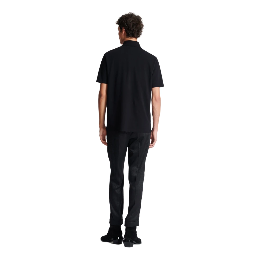 Balmain Gelamineerde Rits Polo Black Heren