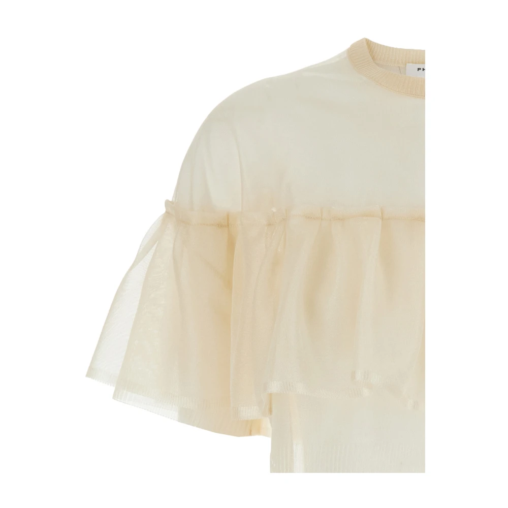 Philosophy di Lorenzo Serafini Beige Crewneck Ruffle Sweater Beige Dames