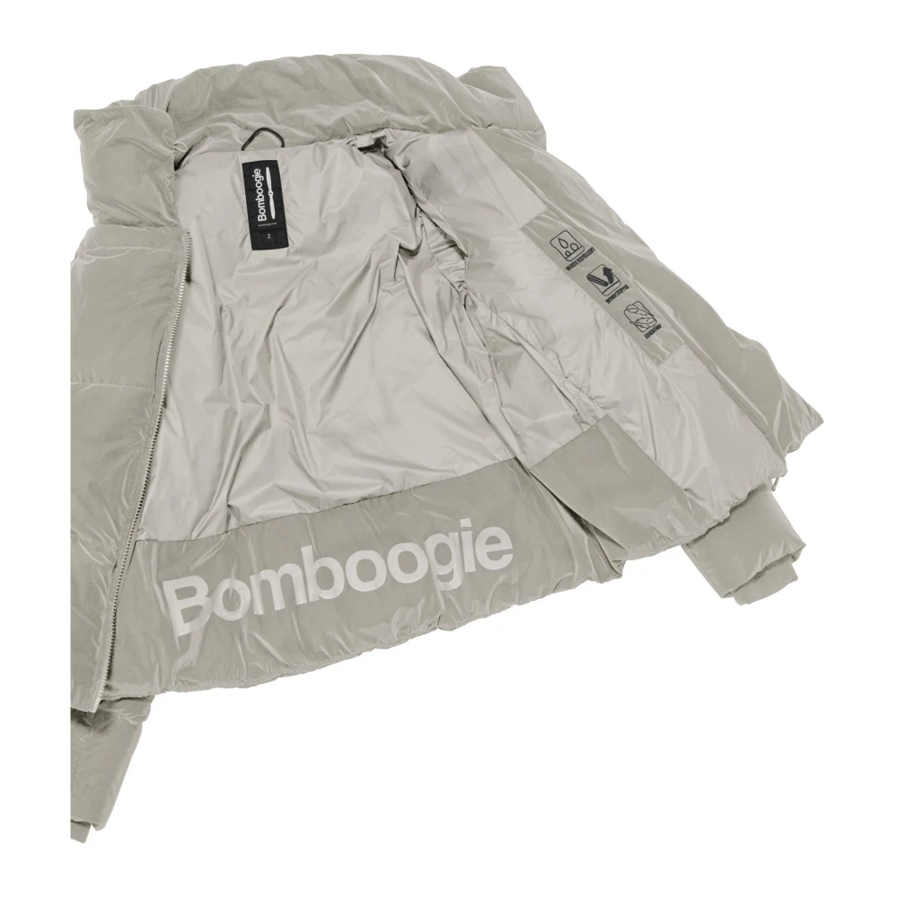 BomBoogie Fluweel-effect Donsjas met Hoge Kraag Gray Dames