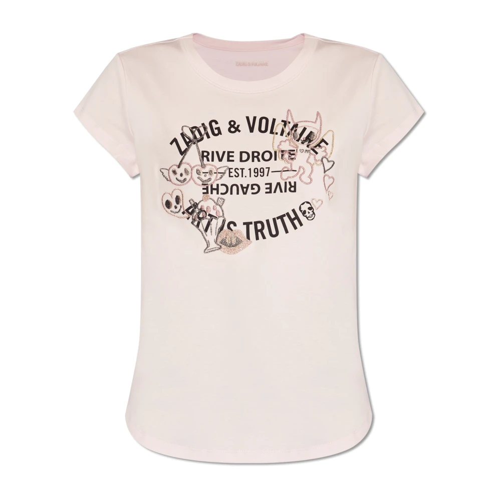 Zadig & Voltaire Roze T-shirt met zeefdruk Pink Dames