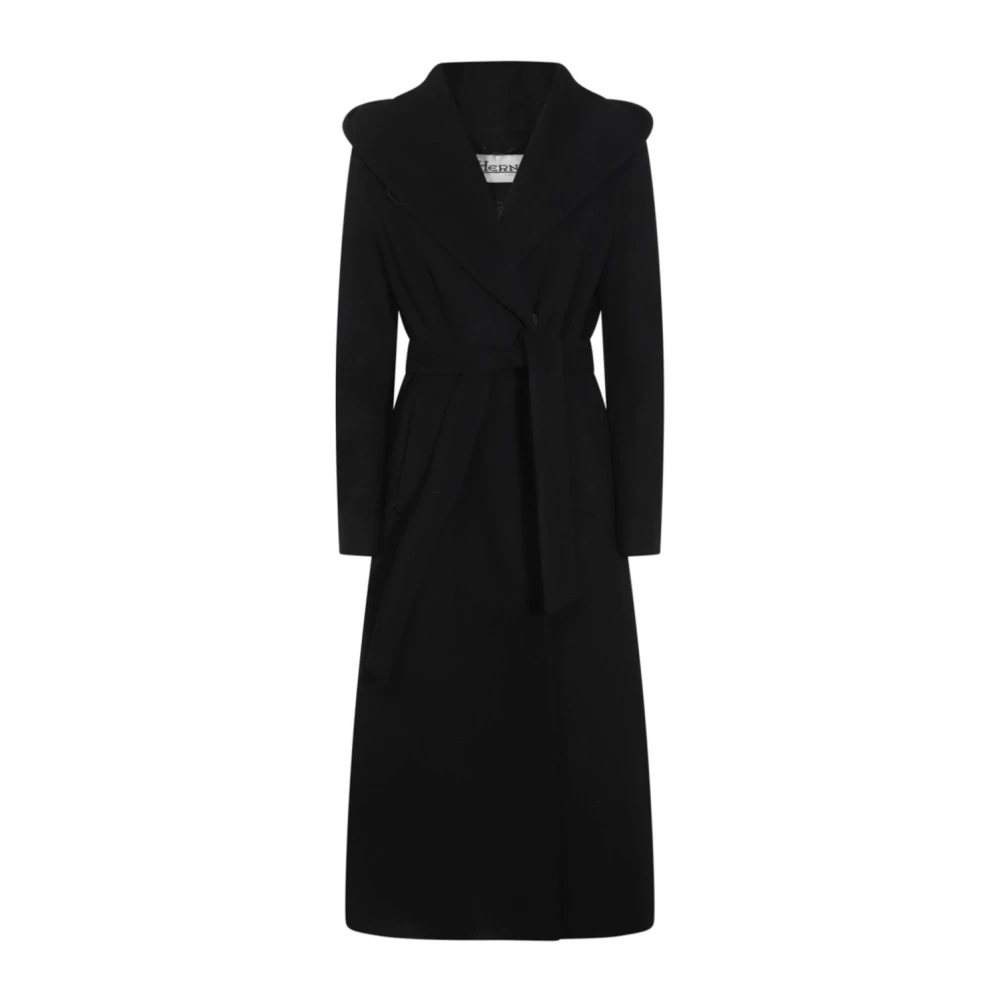 Herno Cappotto Belted Coat Black Dames