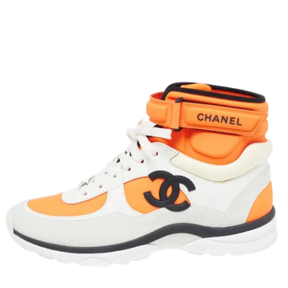 Chanel Vintage Pre-owned Laeder sneakers Orange, Dam