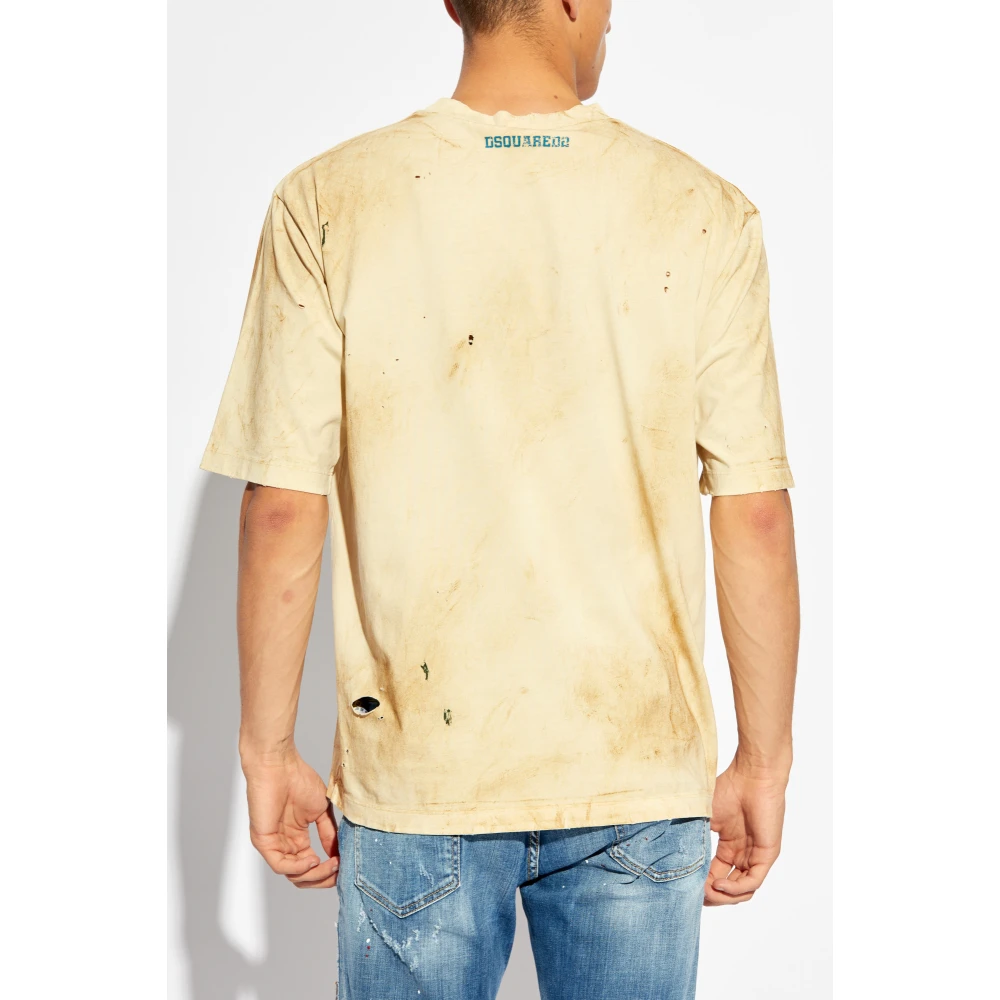 Dsquared2 Bedrukt T-shirt Beige Heren