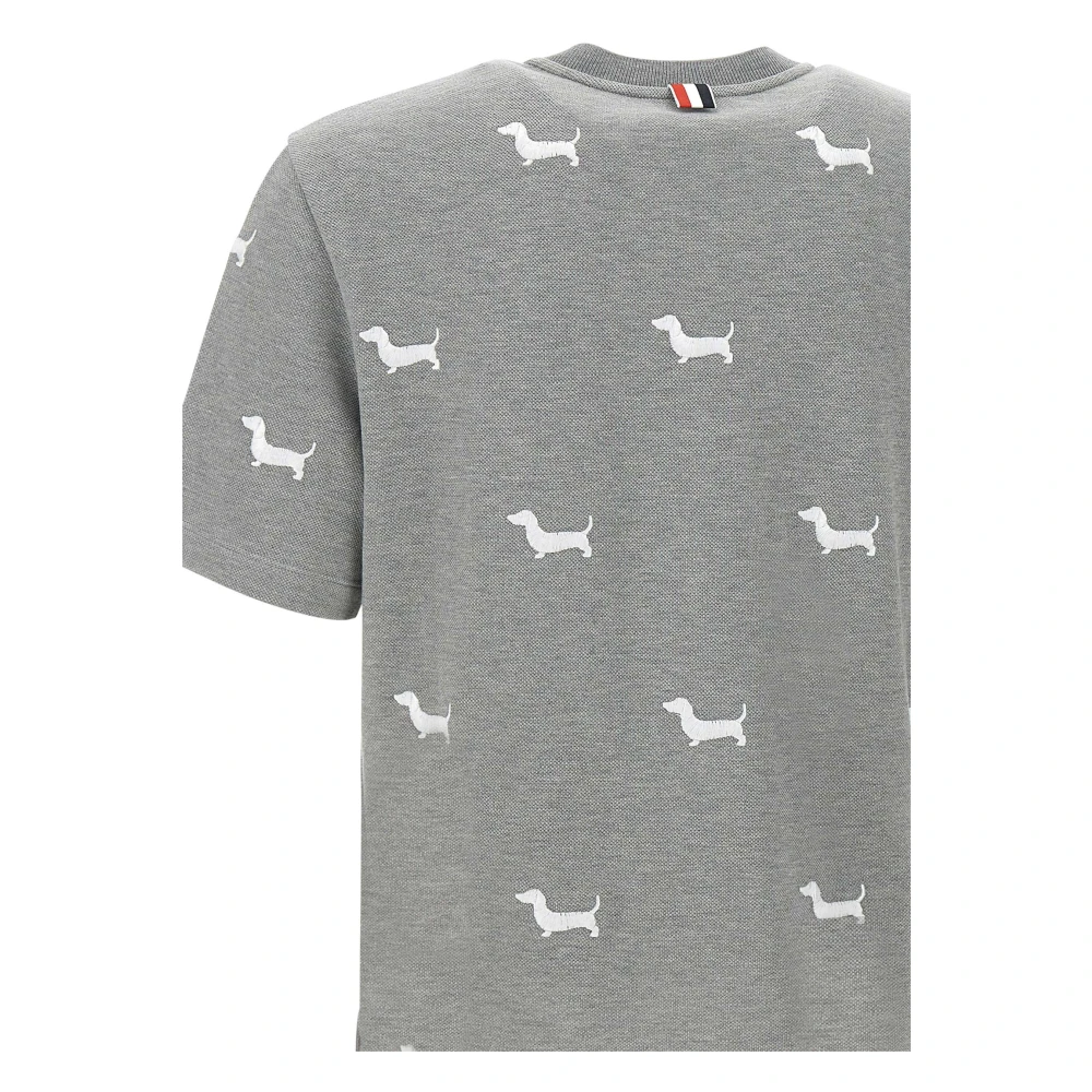 Thom Browne Grijze Hector Logo T-shirt Gray Heren