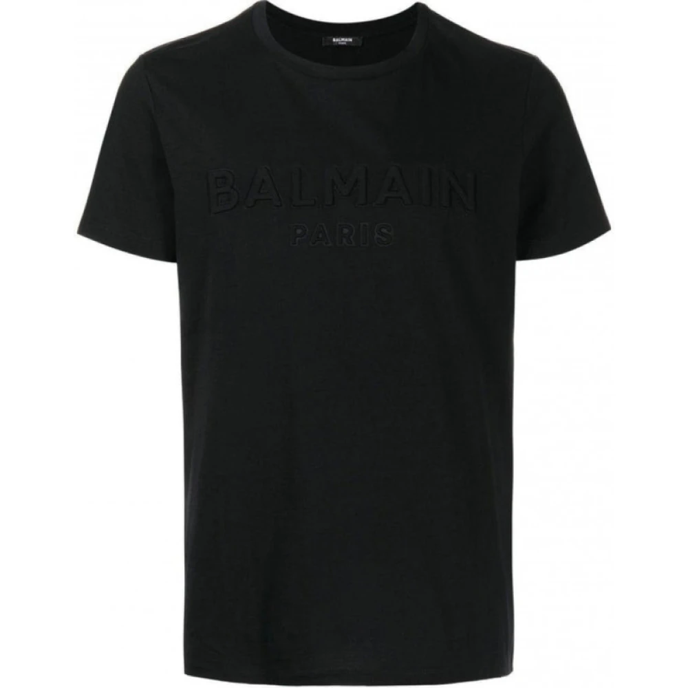 Balmain Geëmbosseerd T-shirt Klassieke pasvorm Zwart Heren