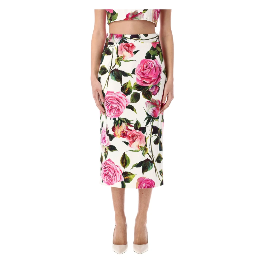 Dolce & Gabbana Witte Rozenprint Rok Multicolor Dames