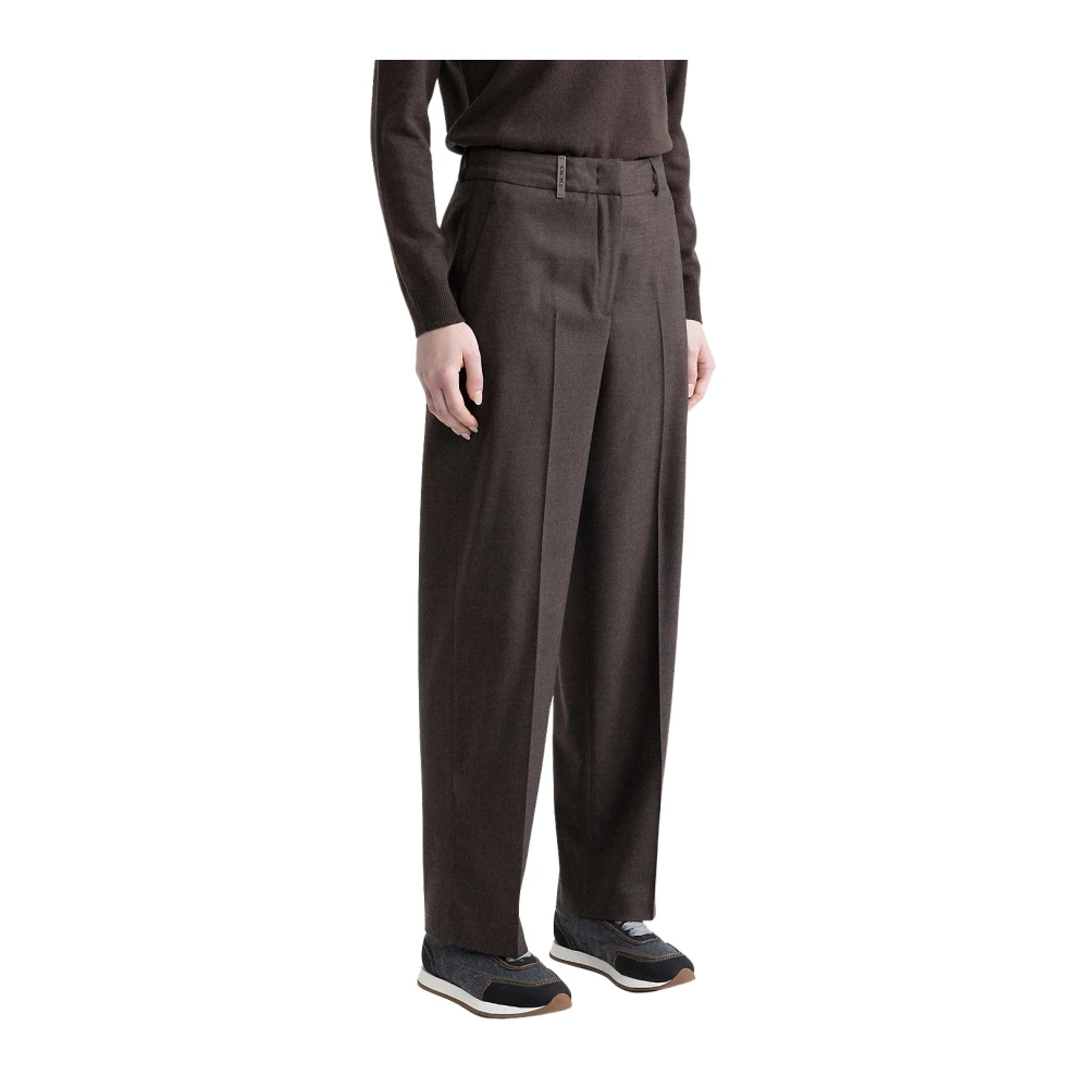 PESERICO Wol en kasjmier klassieke broek Brown Dames
