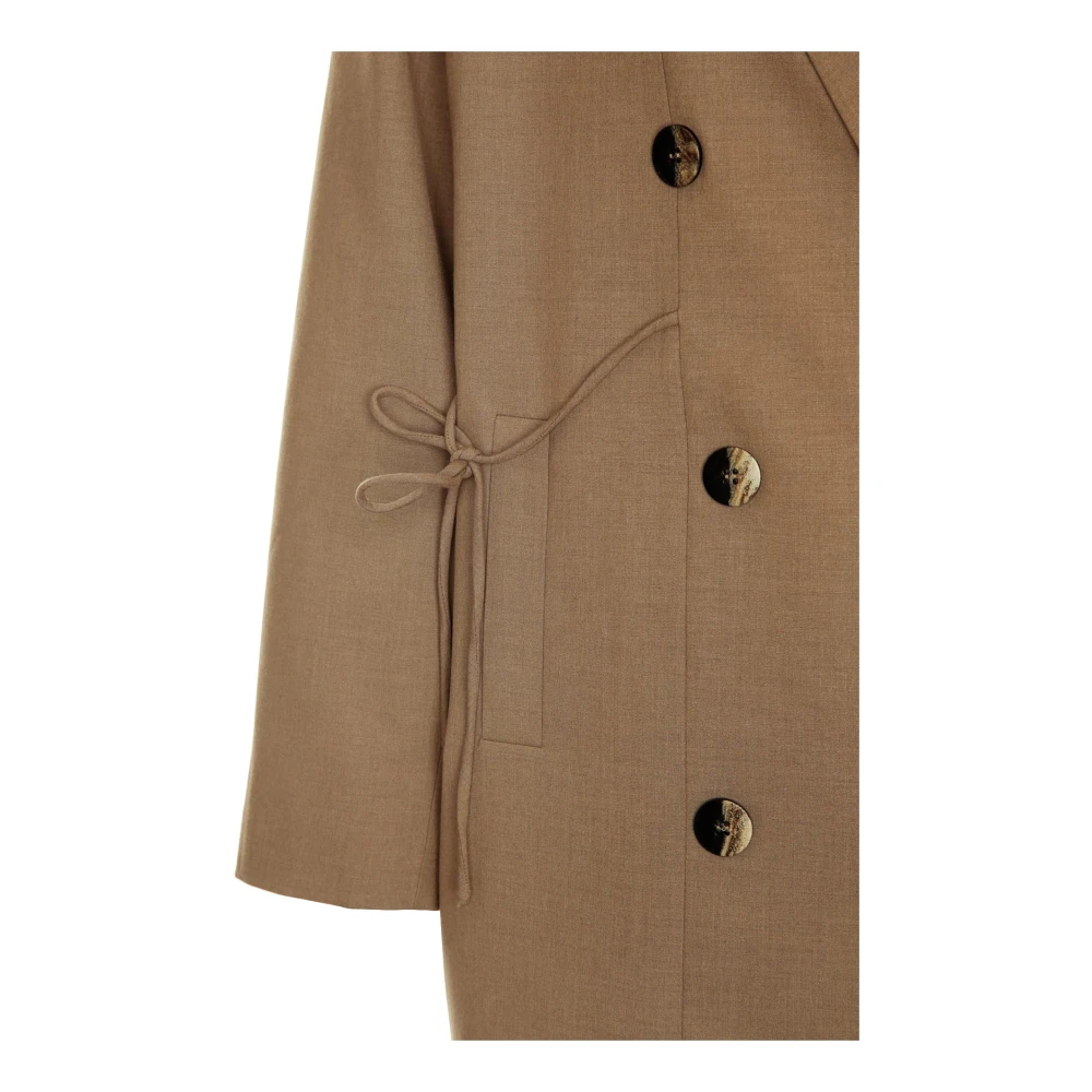 Ganni Oversized Blazer in Drapey Melange Brown Dames