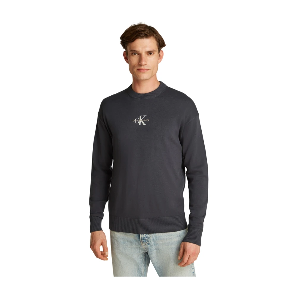 Calvin Klein Blauwe Katoenen Trui Regular Fit Blue Heren