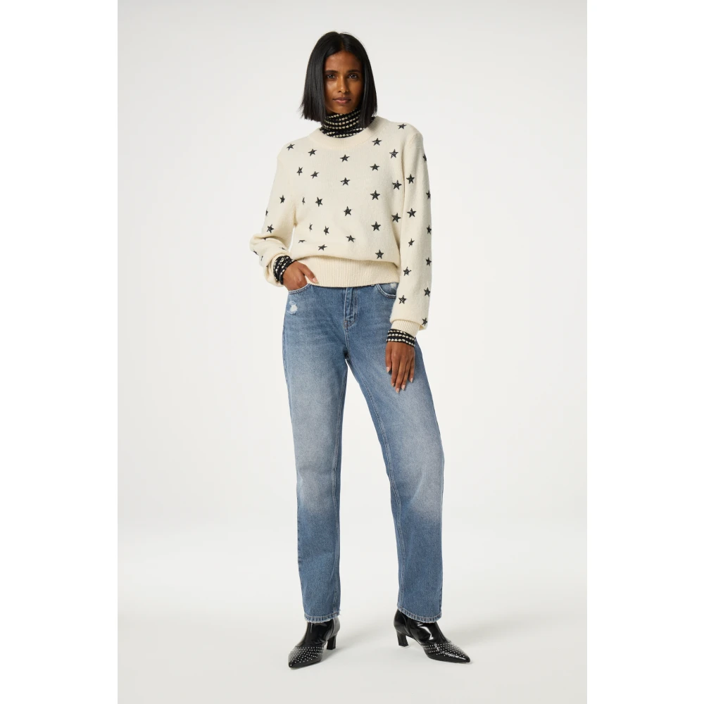 Fabienne Chapot Sterrenprint Crème Pullover Beige Dames