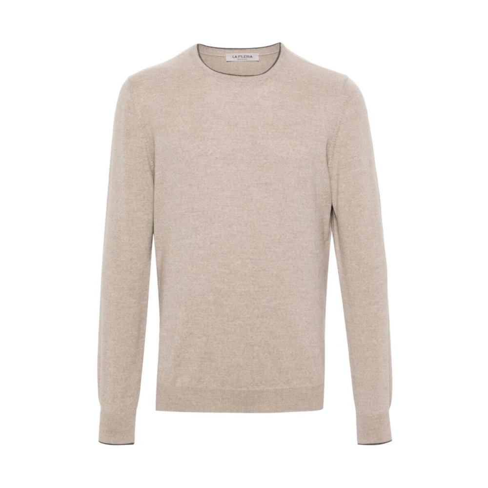 La Fileria Beige Wol Crew Neck Sweater Beige Heren