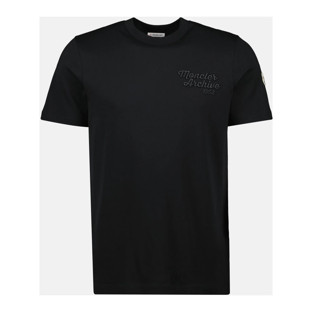 Moncler Zwart T-shirt met geborduurd logo Black Heren