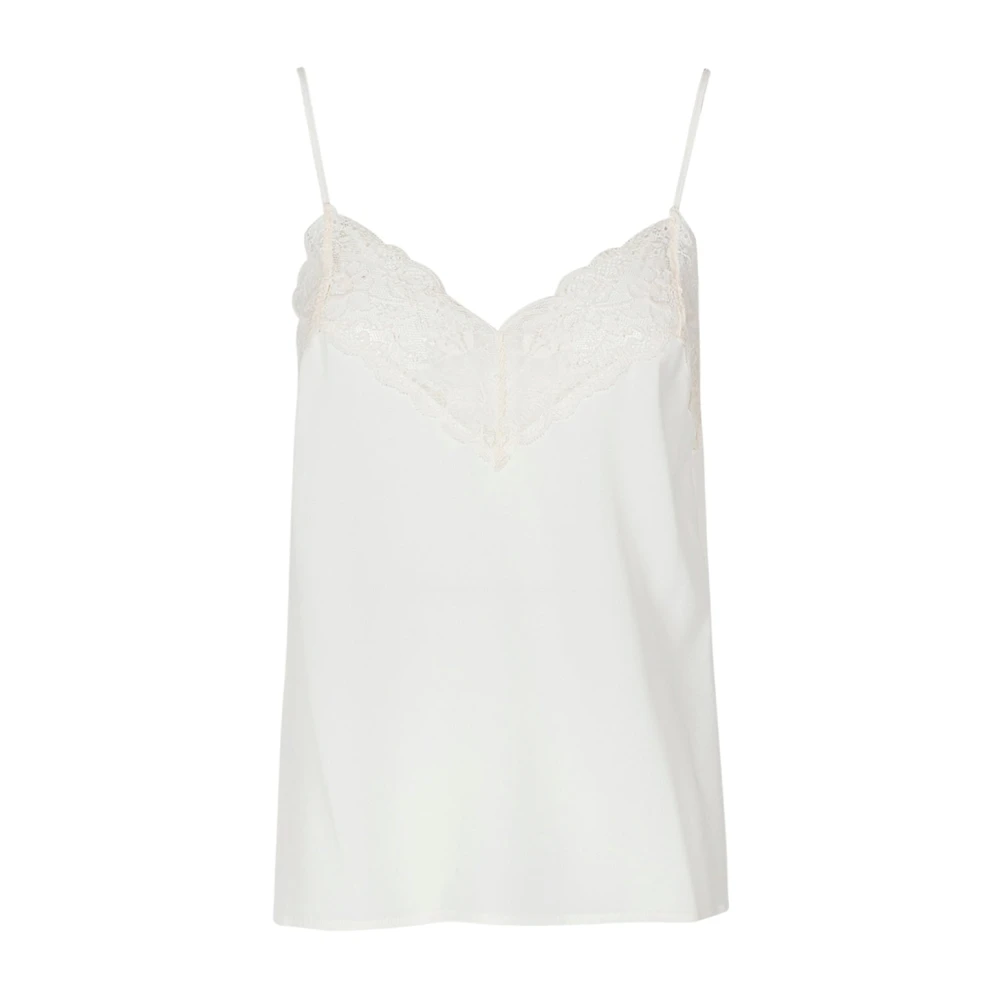 Jucca Crepe en kant V-hals top White Dames