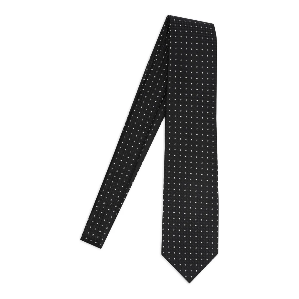 Tom Ford Men's Black Silk Tie With Micro Design - Image 2