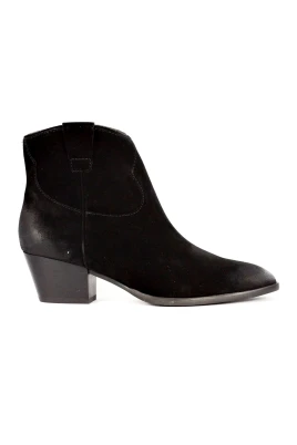 Svarta Mocka Ankelboots med Spetsig Tå