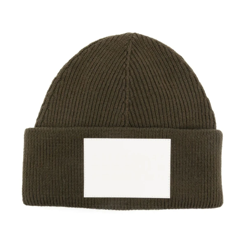 MM6 Maison Margiela Geribbelde Wol Bruine Beanie Hoed Green Dames