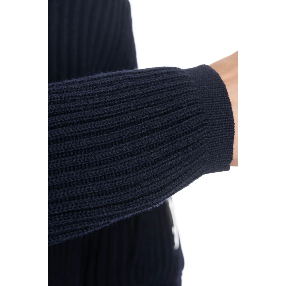 C.P. Company Blauwe Geribbelde Trui met Kwart Rits Blue Heren
