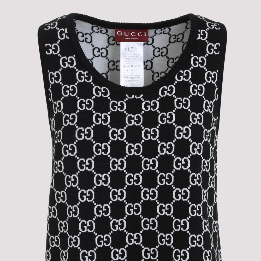 Gucci Monochroom Gebreide Jurk Black Dames