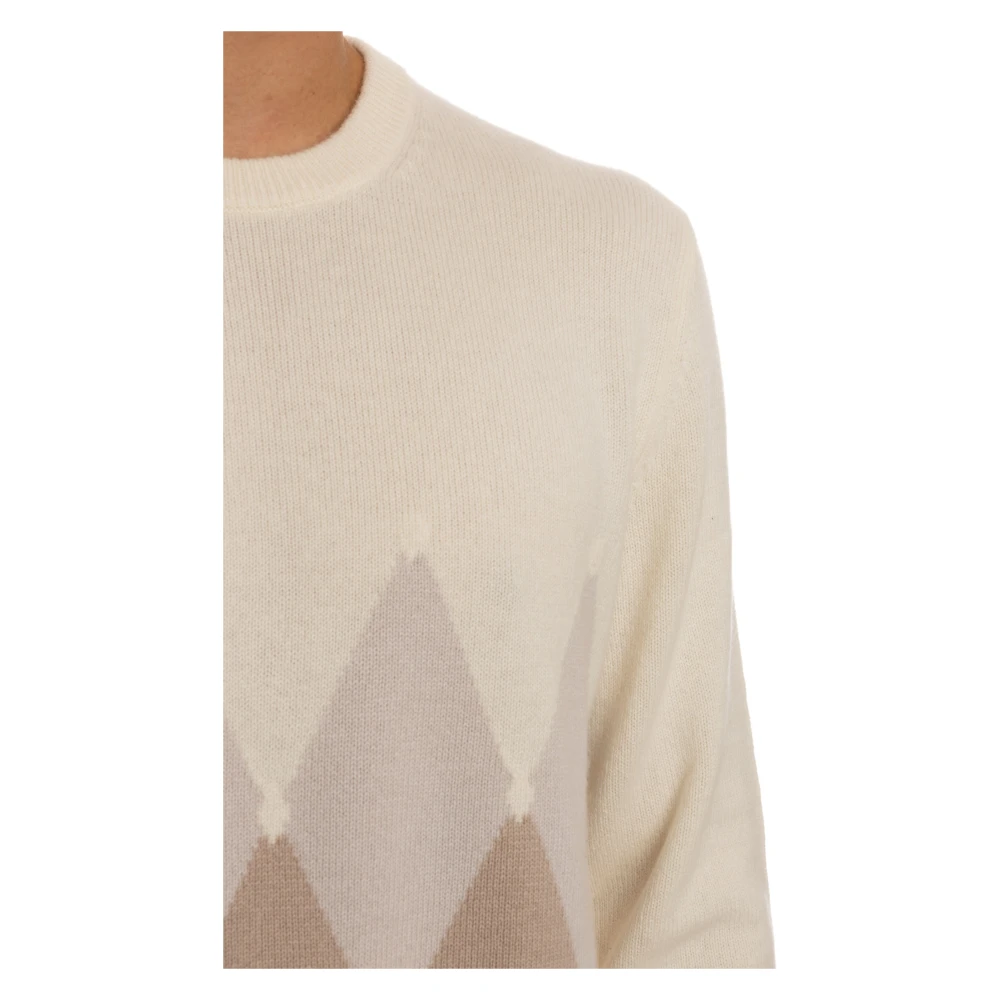 Ballantyne Klassieke Diamant Kasjmier Trui Beige Heren