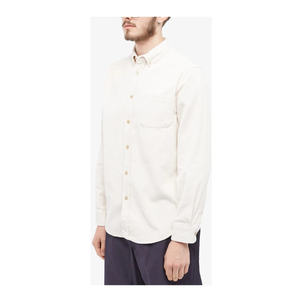 Portuguese Flannel Ecru Corduroy Overhemd met Urea Knopen White Heren