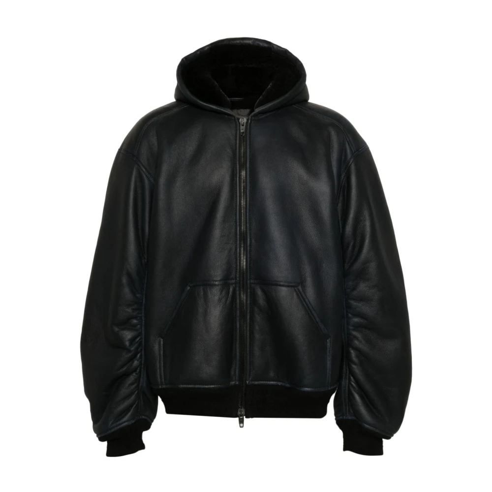 Balenciaga Klassieke Hooded Leren Jas Black Heren