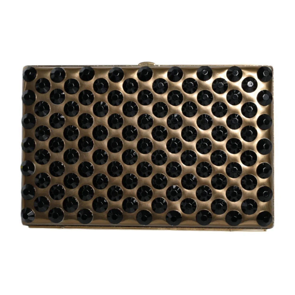 Dolce & Gabbana Crystal Bifold Clutch Gold Leather - Female - Clutches - Yellow - One Size - Bags