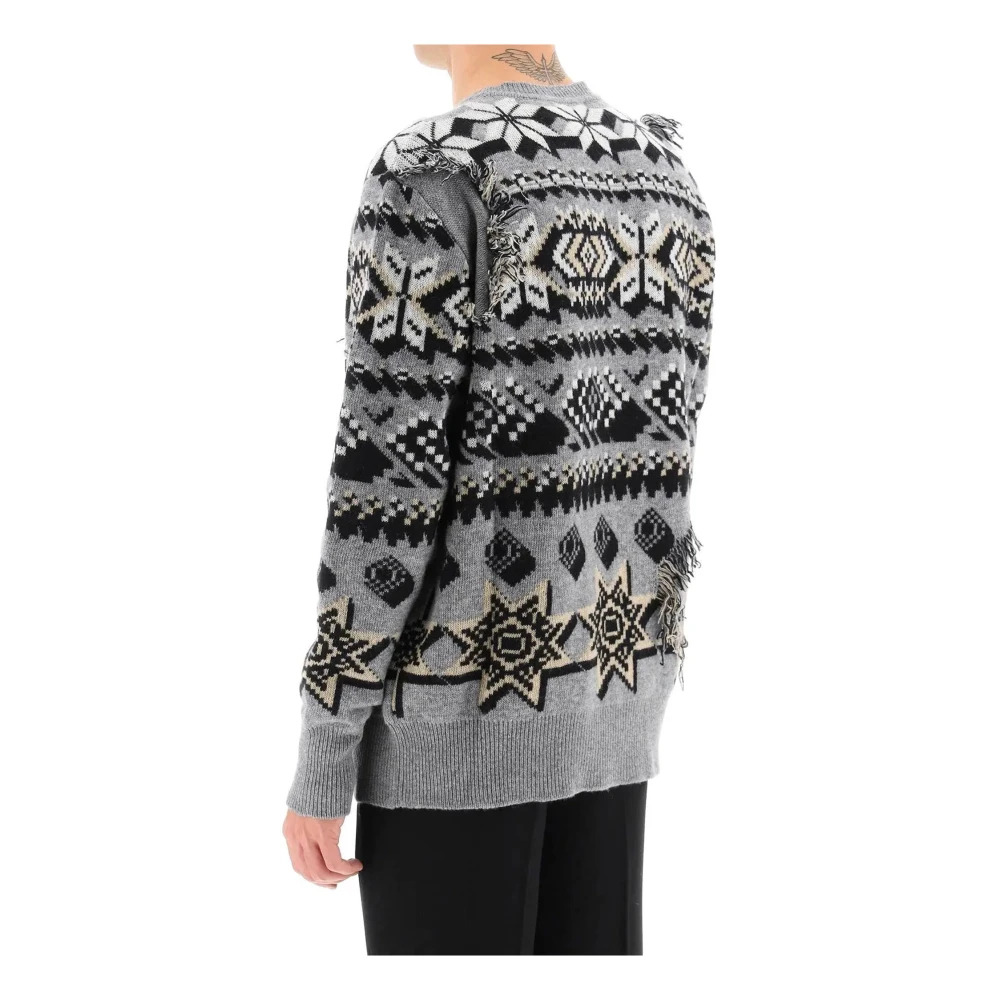 ETRO Wollen trui met dierenprint Gray Heren
