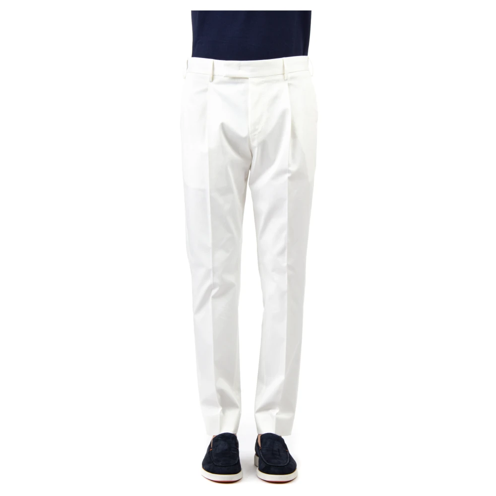 Pt Torino Men's White Slim-Fit Trousers - Slim-Fit Trousers - S - Trousers